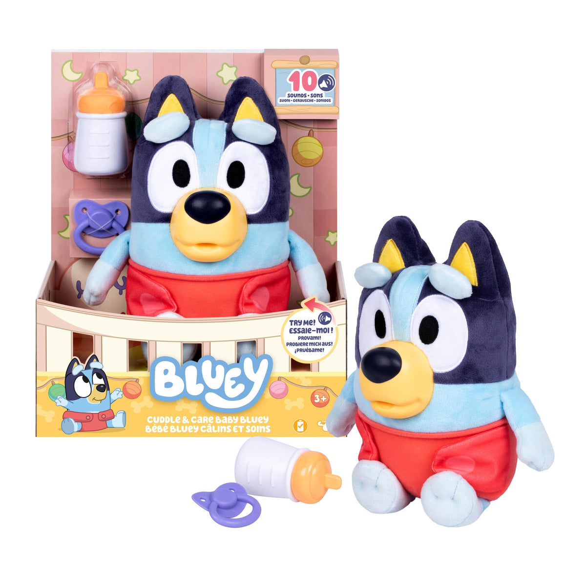Peluche Bluey Interactive Bébé 28 cm : cadeau idéal dès 0 ans