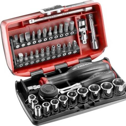 Facom – Coffret Douilles et Accessoires 1/4 et 1/2 R.360NANOPB (38 Pièces)