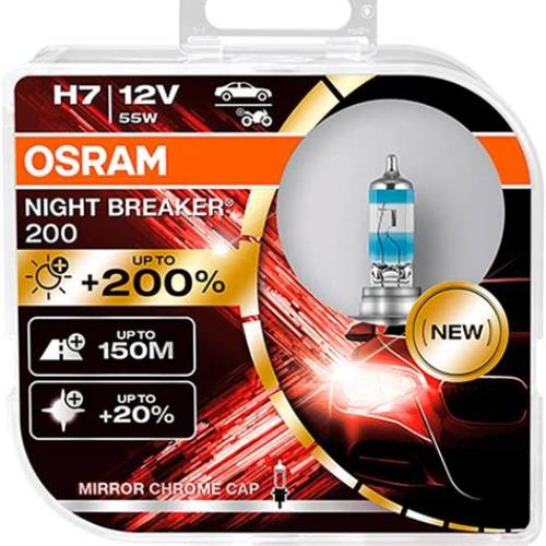 Osram – Ampoules Phares Halogènes H7 Night Breaker 200 +200% (Boîte de 2)