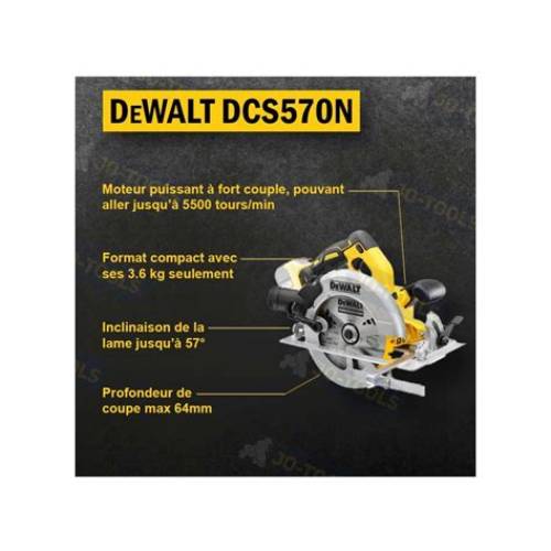 DeWalt – Scie Circulaire Sans Fil 18V XR 184mm DCS570N Moteur Brushless